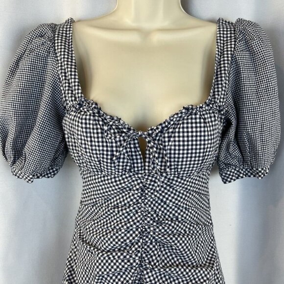 Jonathan Simkhai Blue Gingham Puff Sleeve Mini Dress $450 - Picture 5 of 14